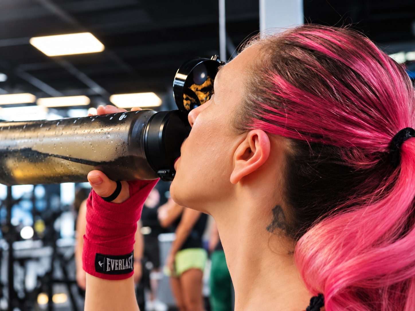 FAB Boxing member taking a water break between rounds