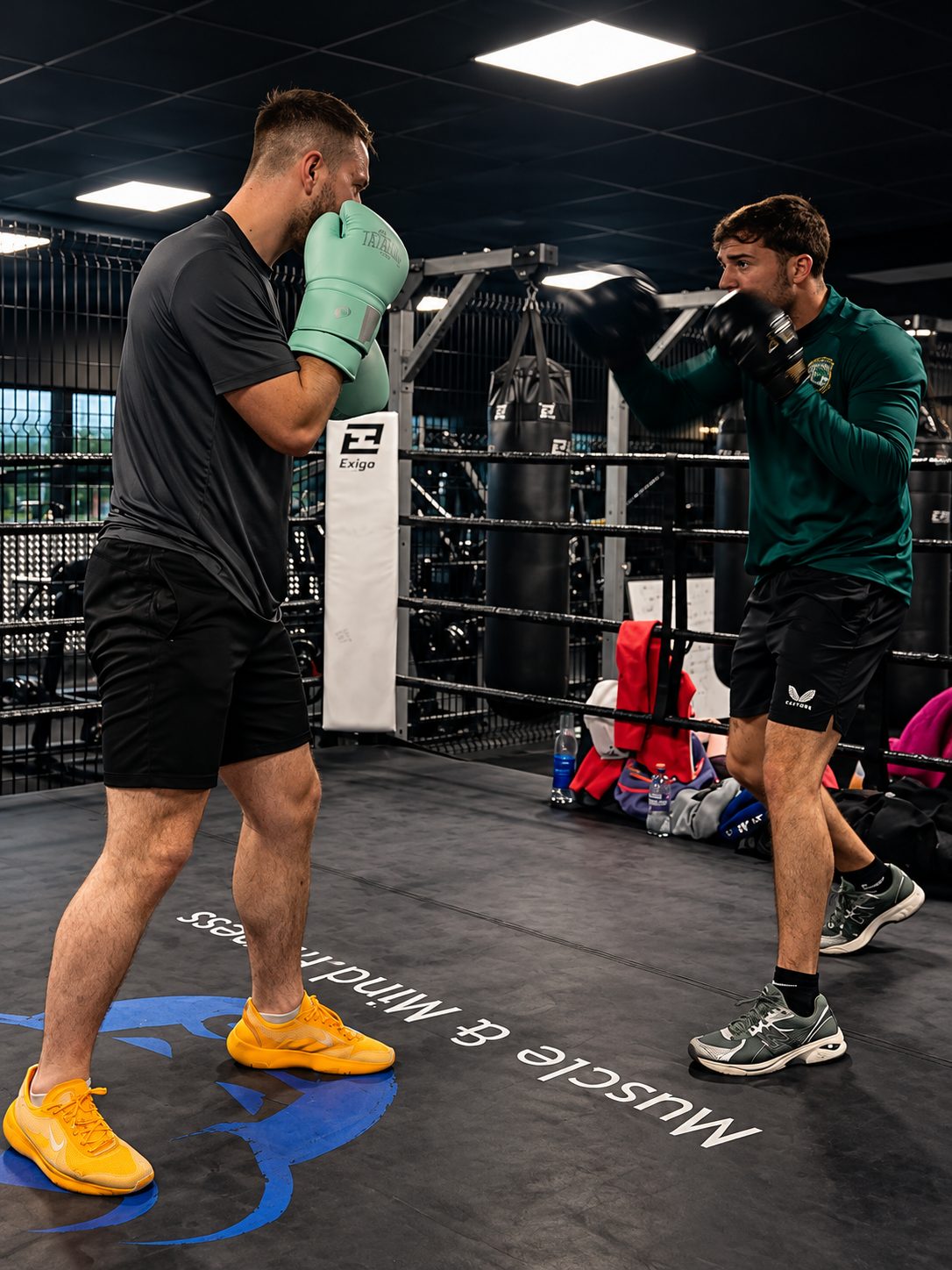 Coach holding pads for a FAB Boxing member
